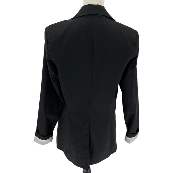 Mossimo Black One Button Striped Sleeve Blazer M - Picture 4 of 9